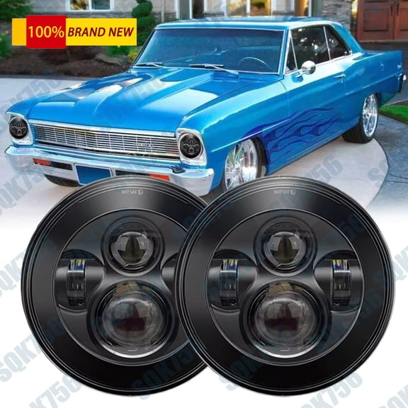 2pc 7" Projector Round LED Headlight High/Low Beam for Chevy C10 C20 C30 G10 G20