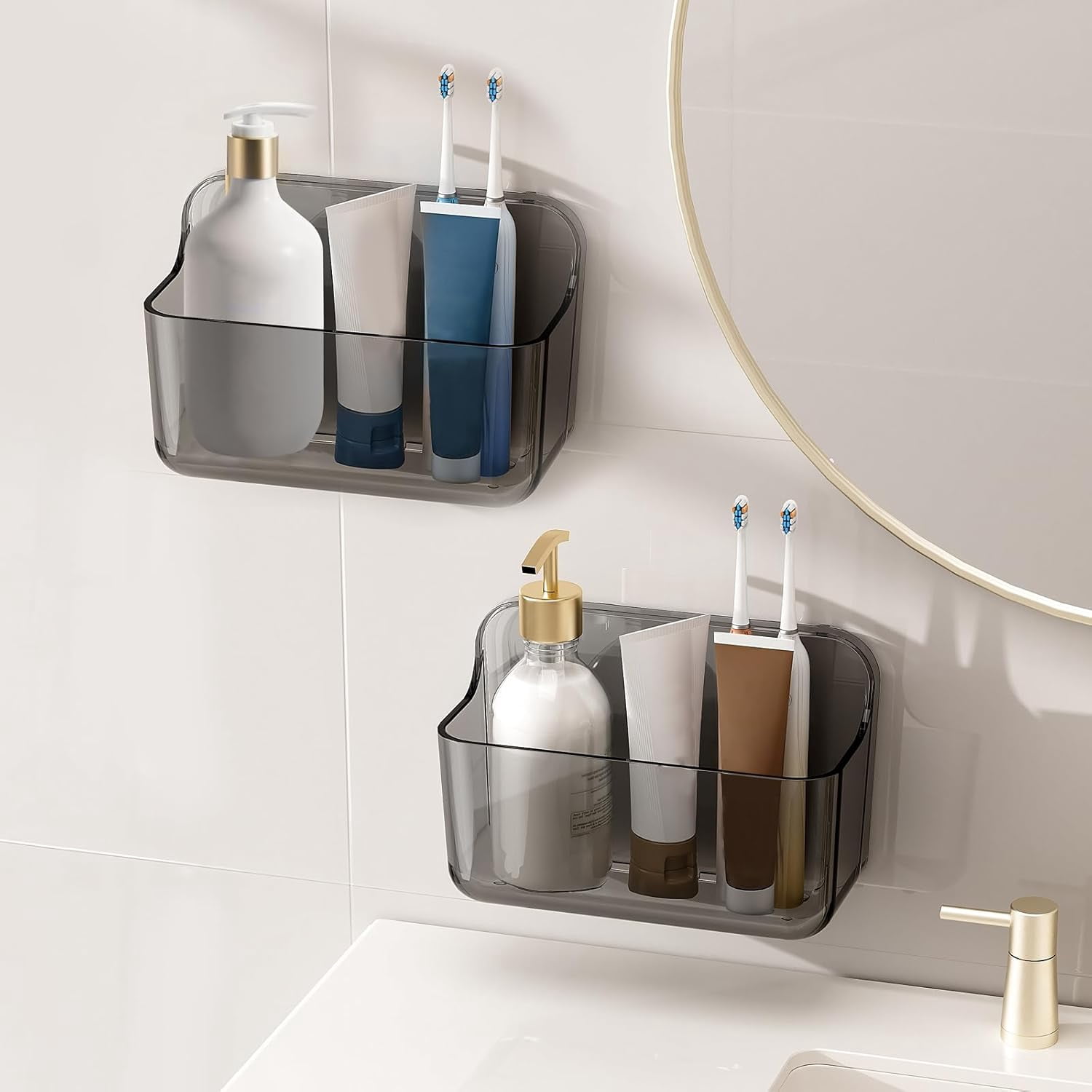 2pc Acrylic Wall Mount Organizer, Adhesive Cabinet Door Organizer ...