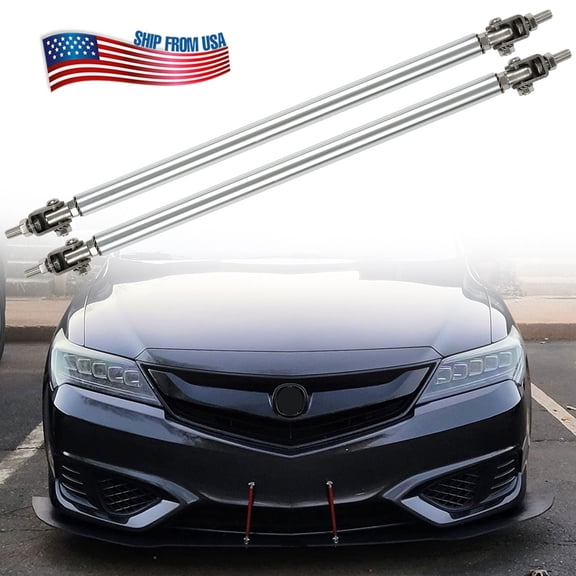 2pc Adjustable Front Bumper Lip Splitter Strut Rod Tie Support Bar Spoiler