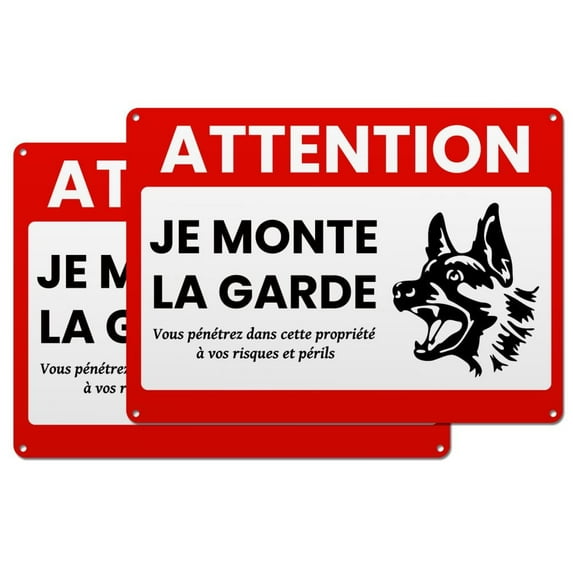 2pc Aluminum Warning Sign Rectangle with Word Dog Pattern 25x18x0.08cm