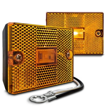 2pc Amber LED Side Marker Light [DOT Certified] [IP67 Waterproof] [ Integrated Reflector] For Utility Boat Trailers Over 80" Camper RV Clearance Light