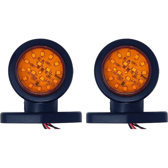 2pc Amber/Red 32-LED Face Rubber Mount Short Pedestal Fender Side Marker Lights