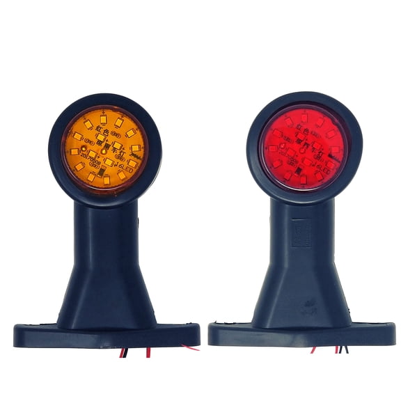 2pc Amber/Red 32-LED Face Rubber Mount Tall Pedestal Fender Side Marker Lights
