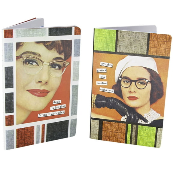 2pc Anne Taintor Funny Journals for Writing, Paper Notebook Set, 4x6 inches