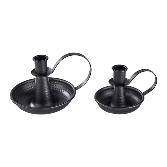 2pc Antique Taper Candleholders with Handle For Home Fireplaces Parties Fit Standard Taper Candle And LED Light Candle