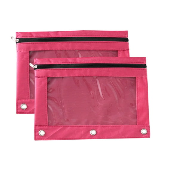 2pc B5 Binder Pencil Case, 3-hole File Bag with Zipper Pen Holder & Transparent Compartment, Spacious Storage for Educational Office Supplies, Durable Cloth Organizer for Learner and