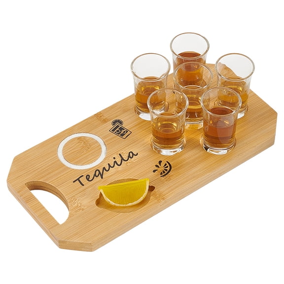 2pc Bamboo Wine Serving Trays Countertop Wine Bottle Holder for Wine Lovers BurlyWood 150x300x15mm Hole: 25x69.5mm Inner Diameter: 40mm