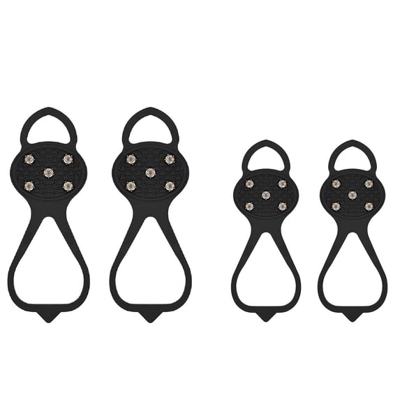 2pc Black 5-Point Ice Cleats For Kids&Adult, Stainless Steel, Adjustable Strap, Safe & Secure For Winter Outdoor Play