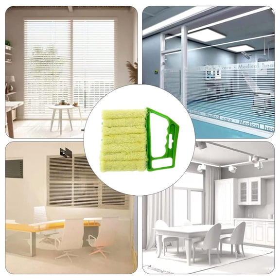 2pc Blind Cleaner Tool, Wenini Mini Blind Duster Brush Clean Venetian Blinds, 7 Slats Handheld Cleaning Brush for Shutters Window Blinds with Washable Cotton Bristles, Green