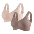 thumbnail image 1 of 2pc Bras for Women Wireless Full Cover Sports Bras Seamless Comfortable Bralettes Push up Wirefree Underwear Ladies Low Back Bra Coffee L, 1 of 8