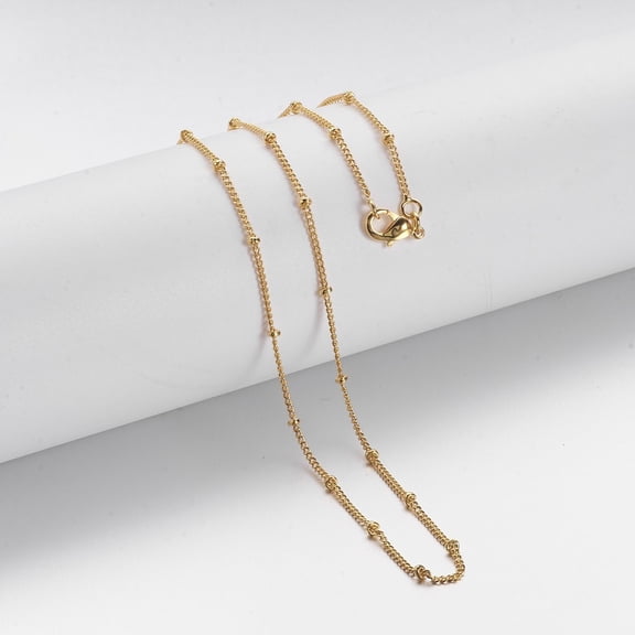 2pc Brass Chain Necklaces Curb Chain with Lobster Clasps Golden 16.8 inch