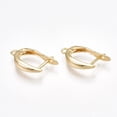 thumbnail image 1 of 2pc Brass Hoop Earring Findings with Latch Back Closure Nickel Free Real 18K Gold Plated 21x12x3.5mm Hole: 1.5mm Pin: 1mm, 1 of 3