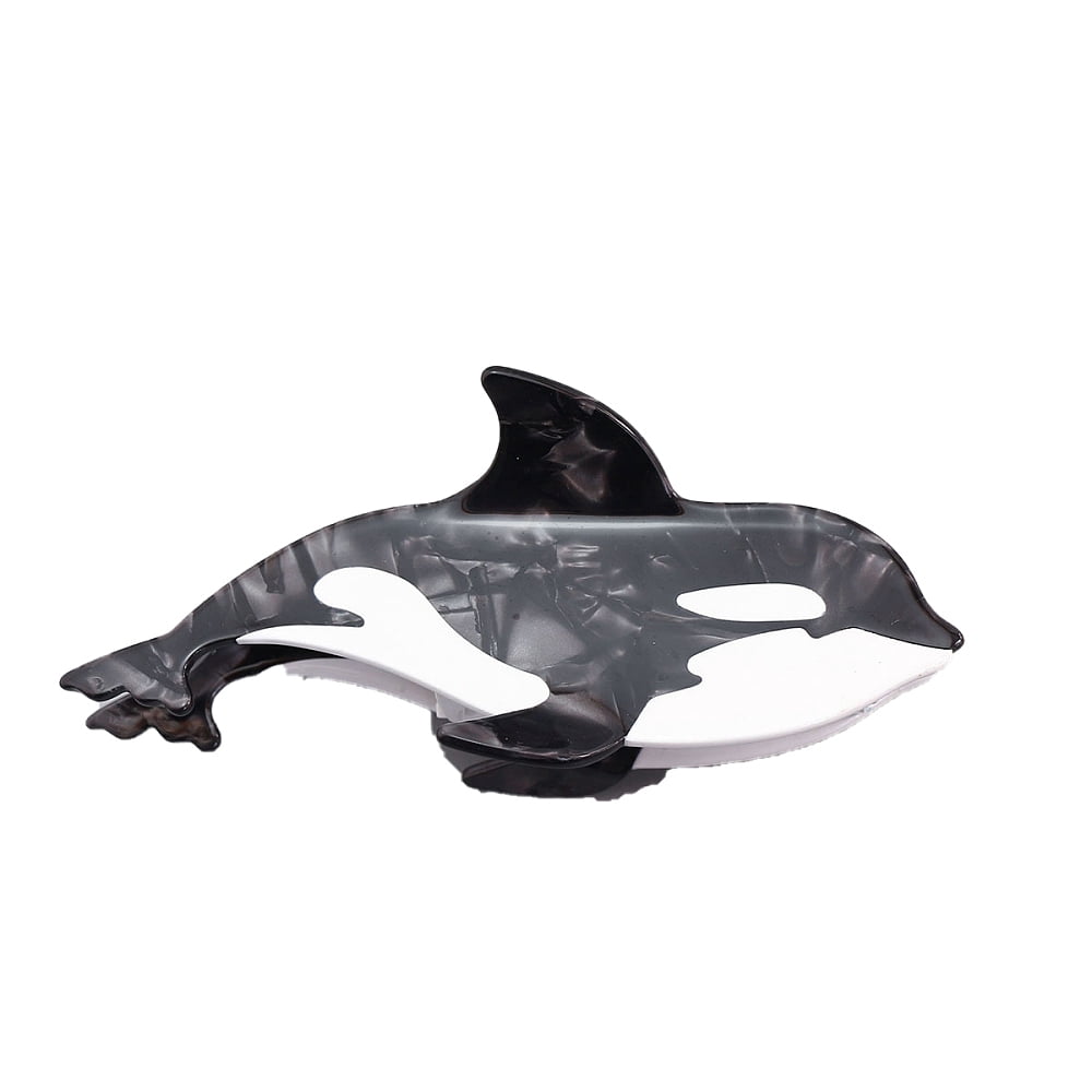 2pc Cellulose Acetate Claw Hair Clips Sea Animal Hair Accessories for Women Black 60x135mm