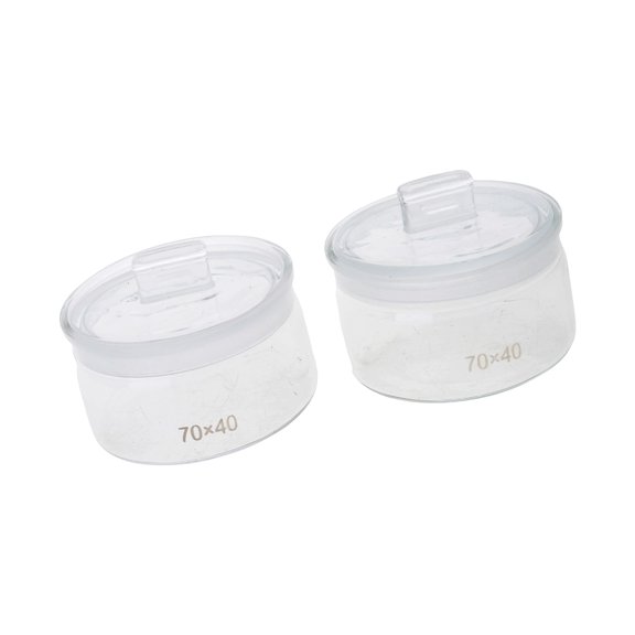2pc Chemicals Resistant Weighing Jars 70x40mm Ergonomic Flat Shape for Easy Sample Retrieval in Research and Timepiece Servicing