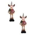 thumbnail image 1 of 2pc Christmas figurine ornaments, Standing Snowman/Santa/Deer Doll, Christmas Fall Decorations for Home Xman Decor Christmas Decor Ceramic Fall Decor Shelf Sitters with Dangling Legs Christmas, 1 of 8