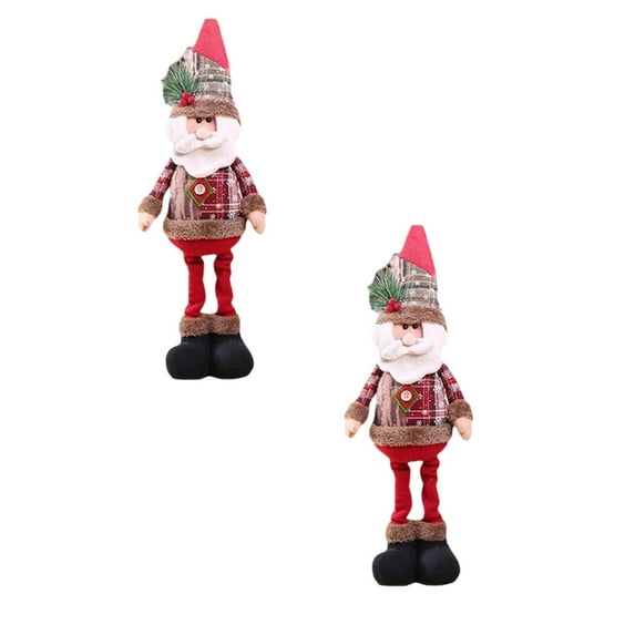 2pc Christmas figurine ornaments, Standing Snowman/Santa/Deer Doll, Christmas Fall Decorations for Home Xman Decor Christmas Decor Ceramic Fall Decor Shelf Sitters with Dangling Legs Christmas