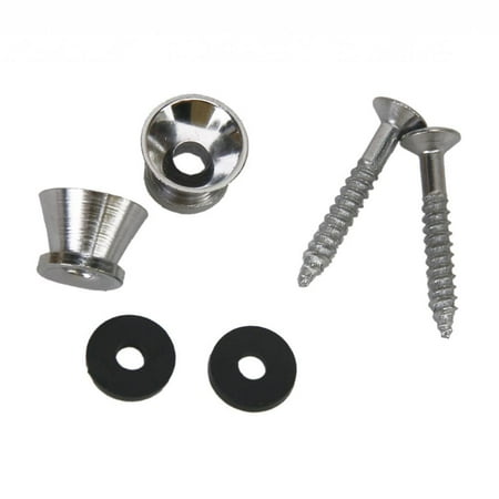 2pc Chrome Plated Skidproof Guitar Bass Strap Button Screws lock for cushion Set