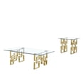 thumbnail image 1 of 2pc Clear 10mm Tempered Glass Coffee Table Set with Gold Stainless Steel, 1 of 4