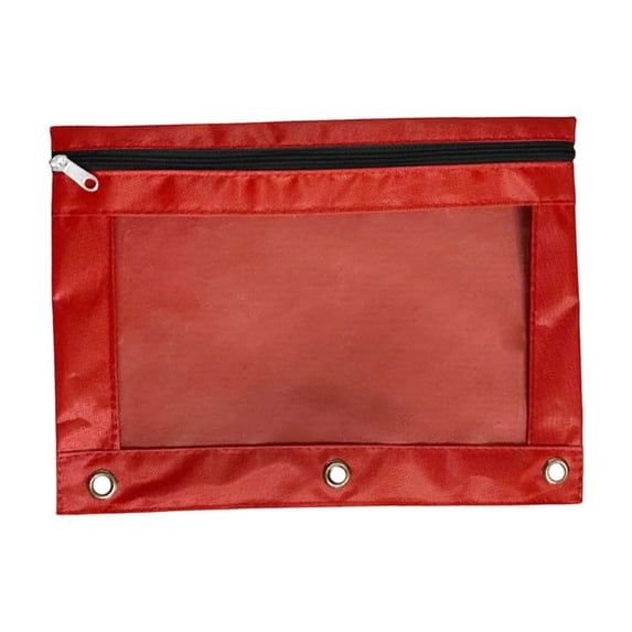 2pc Cloth Eyelet Binder Pencil Case with Transparent Compartment, Three-Hole Organizer, Durable Zipper Pen Bag for Office and Home Storage