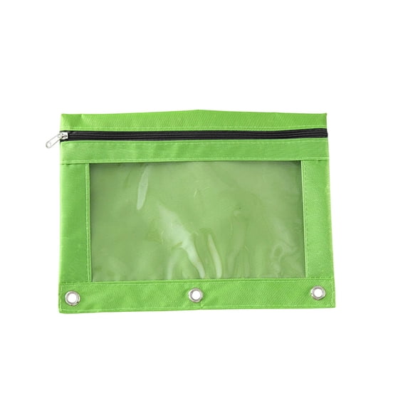 2pc Cloth Eyelet Binder Pencil Case with Transparent Compartment, Three-Hole Organizer, Durable Zipper Pen Bag for Office and Home Storage
