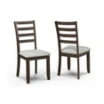 thumbnail image 1 of 2pc Contemporary Wood Dining Chairs - Ladder Back, Gray Upholstery, Brown Finish. 38"H. Stylish for Dining Room. Solid Wood Frame. Set of 2., 1 of 7