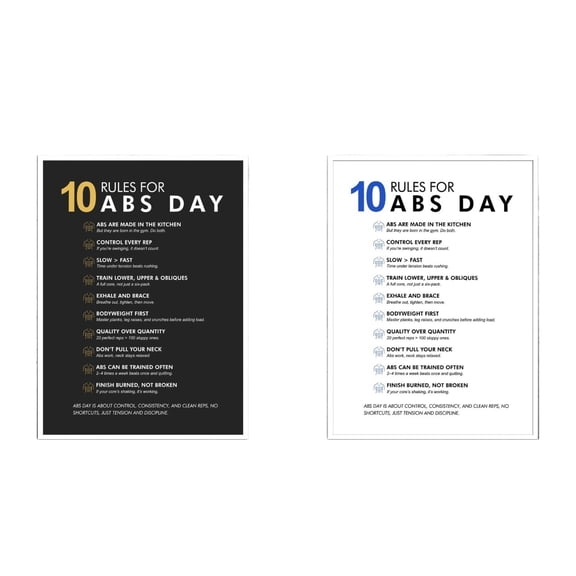 2pc Core Training Poster Abs Workout Motivation Gym Decor for Home Gym Women Personal Trainer Studio