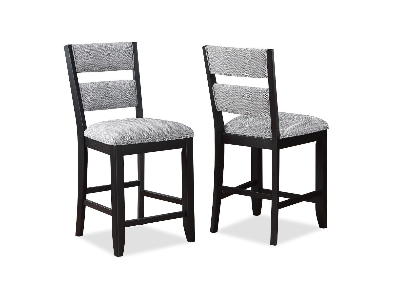 2pc Counter Height Dining Room Chairs Bar Stools Gray Finish Wooden