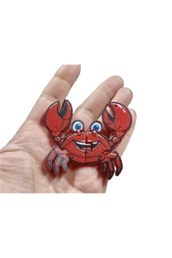 2pc Crab 3D printed cartoon keychain with movable joints