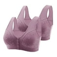 thumbnail image 1 of 2pc Daisy Bra Comfortable Front Closing No-Underwire Sleep Work Daily Bras Lightweight Everyday Bra for Older Women, 1 of 5