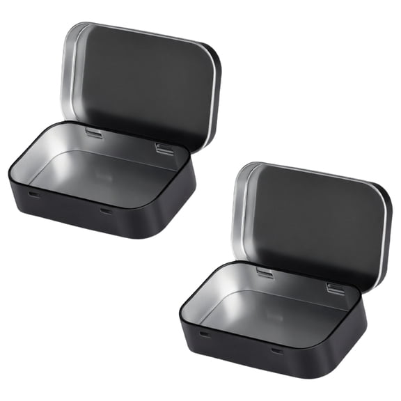 2pc Decorative Tin Containers Hingeds Lid Designs Sturdy Iron Storage Solution
