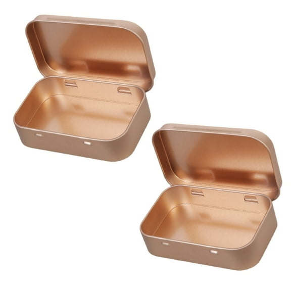 2pc Decorative Tin Containers Hingeds Lid Designs Sturdy Iron Storage Solution