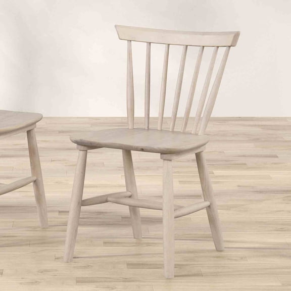 2pc Dining Chair Spindle Back Molded Seat Mid-Century White Oak Dining Furniture