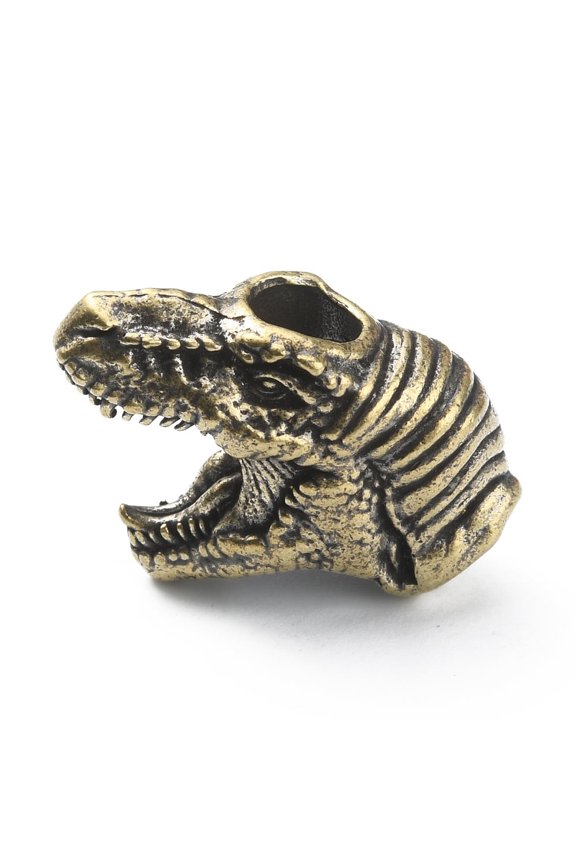 2pc Dinosaur Head Shaped Brass Beads for EDC Knife String Pendant Parachute String Tool Golden 25.5x17.5x11mm Hole: 5.7mm