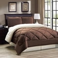 thumbnail image 1 of 2pc Down Alternative Reversible Comforter Set Brown and Cream Twin Size, 1 of 7
