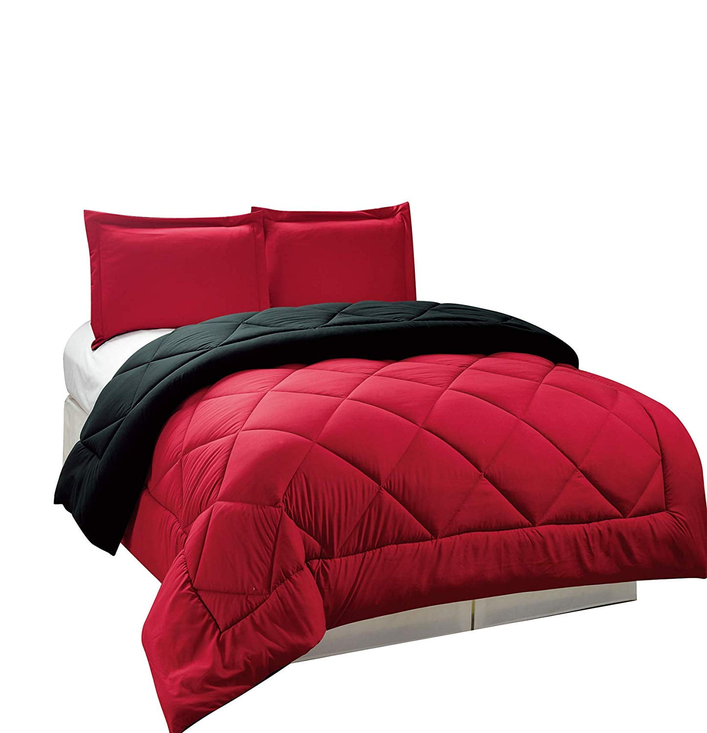 2pc Down Alternative Reversible Comforter Set Red and black Twin Size ...