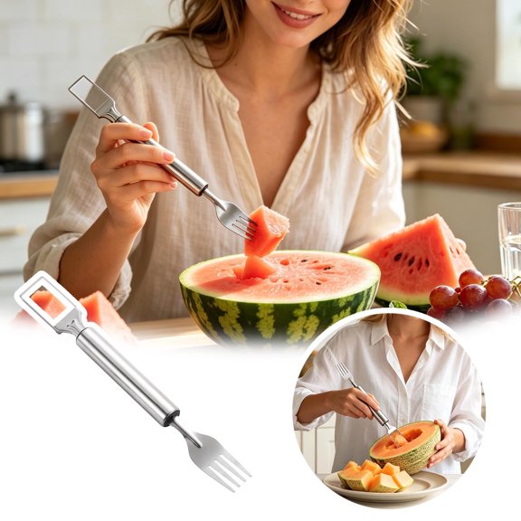 2pc Dual Head Stainless Steel Cheese Shaver And Serving Fork Double End Multi Purpose Tool For Butter Chocolate Dessert Home Kitchen Cooking Prep Accessory