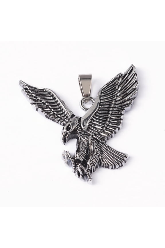 2pc Eagle Alloy Pendants Antique Silver 40x39x4mm Hole: 8x4mm