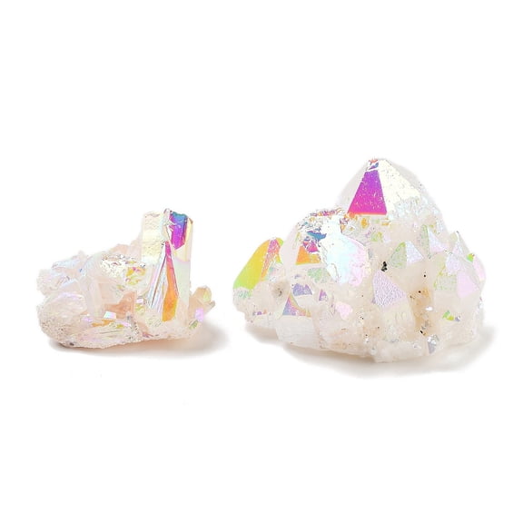 2pc Electroplated Natural Druzy Quartz Crystal Cluster Ornaments Reiki Energy Stone Home Display Decorations
