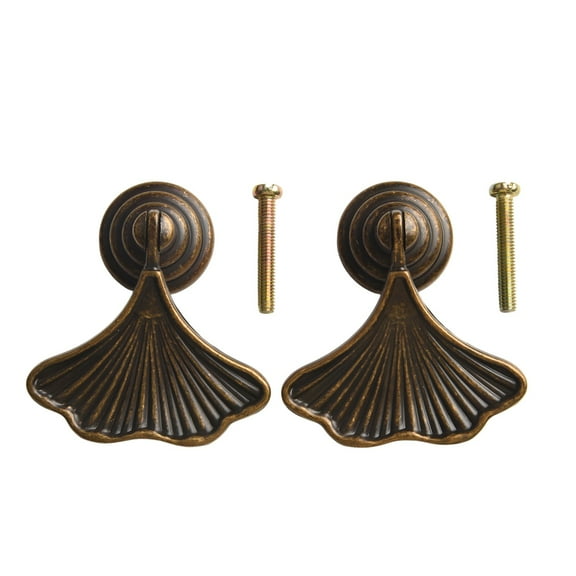 2pc Elegant Ginkgo Leaf Drawer Pulls: Unique, Easy Install Hardware for Cabinets