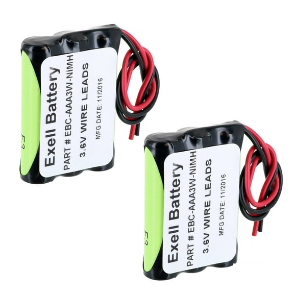 2pc Exell Custom 3.6V 800mAh NiMH AAA Pack with 6.0" 26AWG Open Wires