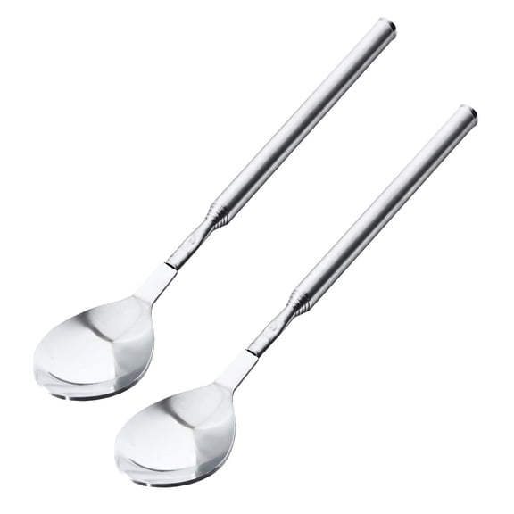 2pcs Telescoping Stainless Steel Forks Spoons Portable Extendable Cutlery with Long Handle For BBQs And Home Use