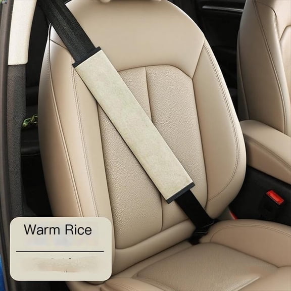 2pc Extra Long Seatbelt Cover Super Soft Furry , Thick Plush Full Car Seat Belt Strap Cushion, Fluffy Shoulder Pad Protector, Auto Interior Accessories, Black, 15.5in