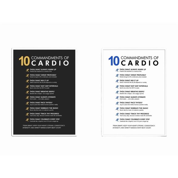 2pc Fat Burn Poster Cardio HIIT Workout Motivation Decor for Home Gym Treadmill Elliptical Rowing Machine