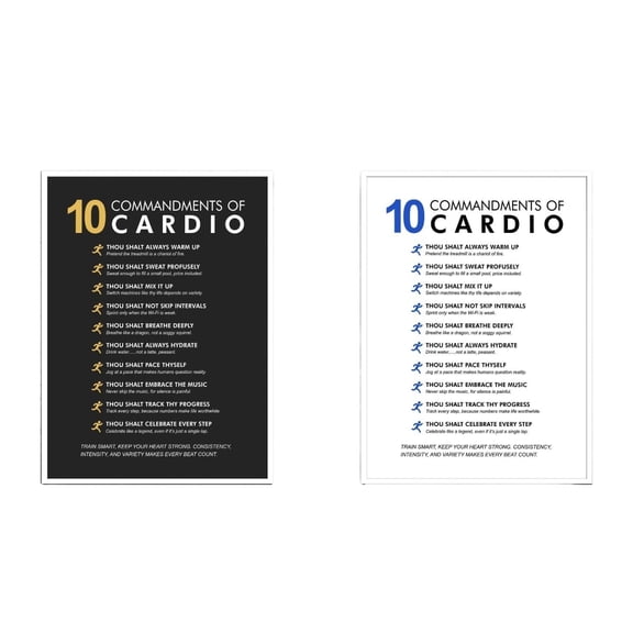 2pc Fat Burn Poster Cardio HIIT Workout Motivation Decor for Home Gym Treadmill Elliptical Rowing Machine