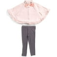 thumbnail image 1 of 2pc Faux Fur Trimmed Poncho & Ponte Pant Set, Pink Combo (3T), 1 of 2