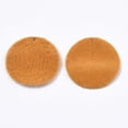 thumbnail image 1 of 2pc Flocky Alloy Pendants Flat Round Orange 30x2.5mm Hole: 1.8mm, 1 of 2