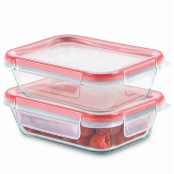 2pc Glass Value Pack Rectangle Baking Dish Red: Freezer & Microwave Safe, 16 Volume
