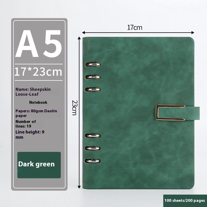 2pc Green+Grey A5 Classic Refillable Loose Pocket Leather 6 Holes Ring Binder Personal Planner Organizer Notebook Binder Reusable Multi Functional