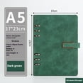 thumbnail image 1 of 2pc Green+Grey A5 Classic Refillable Loose Pocket Leather 6 Holes Ring Binder Personal Planner Organizer Notebook Binder Reusable Multi Functional, 1 of 5