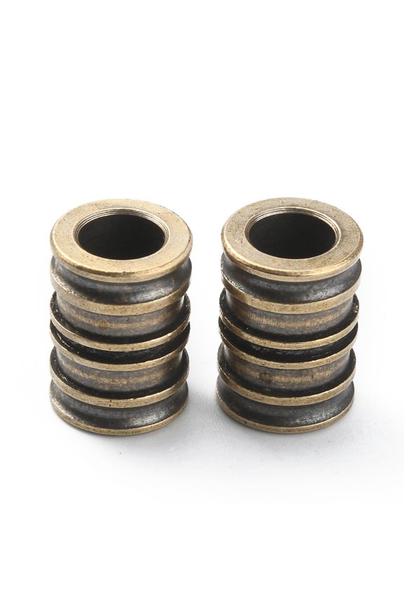 2pc Groove Column Shaped Brass Beads for EDC Knife String Pendant Parachute String Tool Mixed Color 14x10mm Hole: 6mm